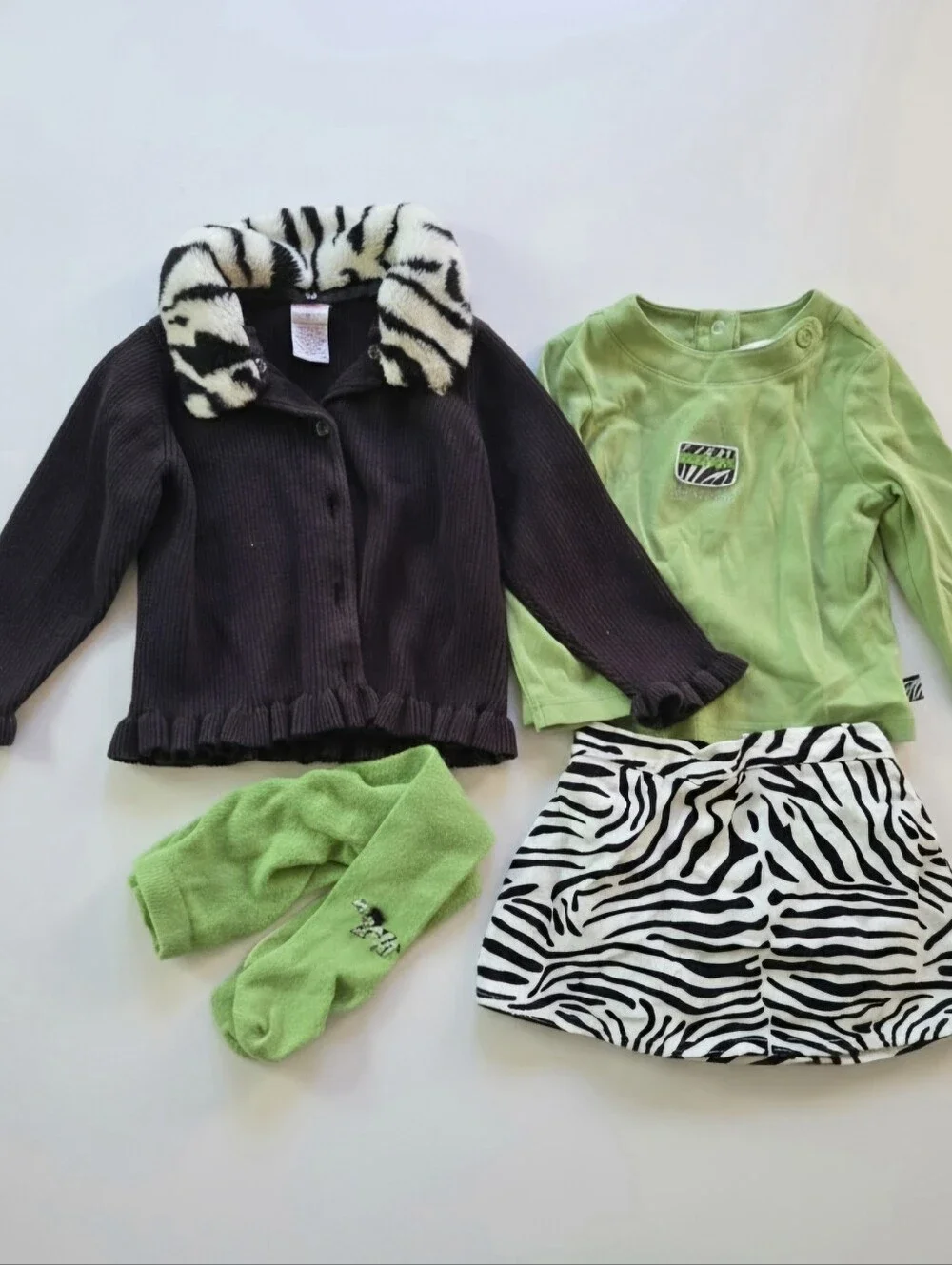 Vintage 2003 Gymboree Zebra Safari 4-Piece Outfit Set Jacket Skirt
